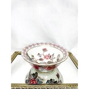 Rose of The Isles, Hand painted Porcelain Fruit Bowl. By Toyo..Pink/ Cream glaze